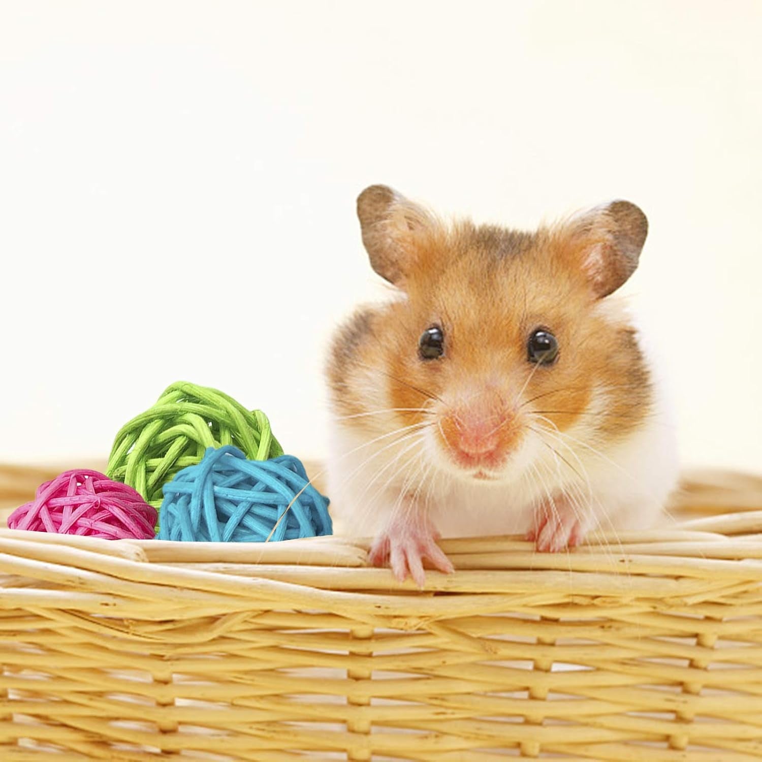 Rattan Balls 32 Pack 1.2 Inch Wicker Ball Birds Toy Parrot Parakeet Chewing Toys Pet Cage Bite Toys Decorative Ball Orbs Crafts DIY Accessories Vase Fillers (Multi-Colored)